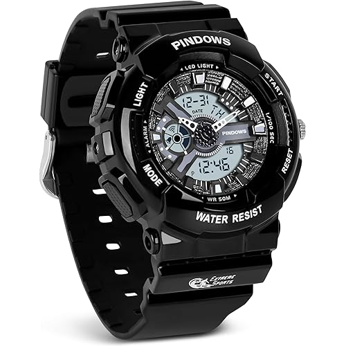 Women Watch for Women Teenagers Watch Outdoor Waterproof Digital Sports Analog Watches for Ladies Students with Stopwatch Alarm Countdown Dual Display 7 Color LED Backlight