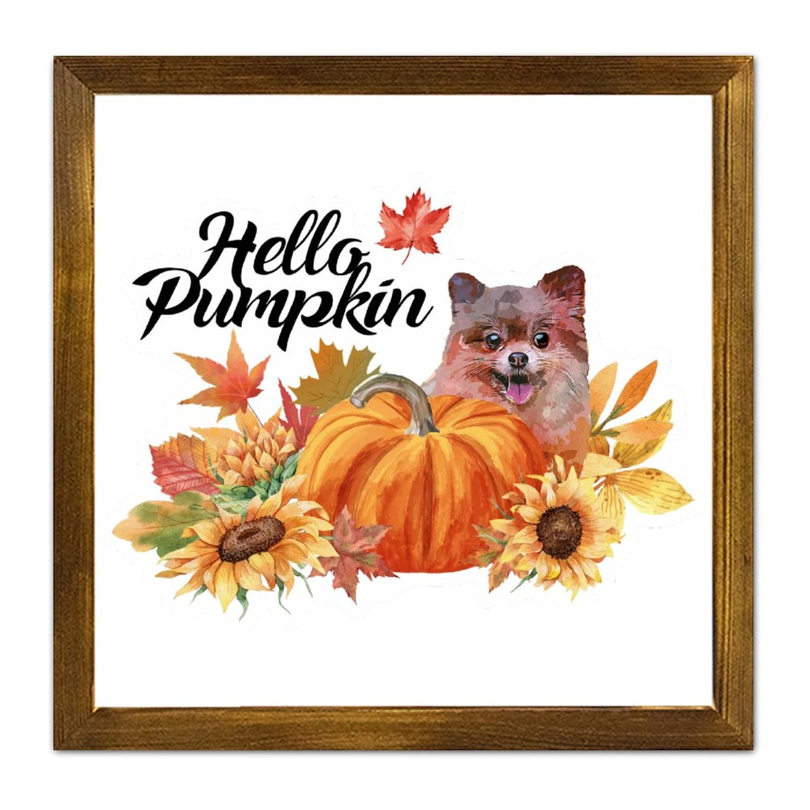 Tableau bois Caniche d'automne de qualité supérieure style antique