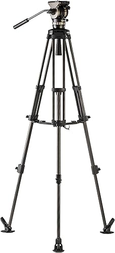 Libec Trípode de fibra de carbono de 3 secciones NX-300MC con cabezal NH30 y esparcidor de nivel medio