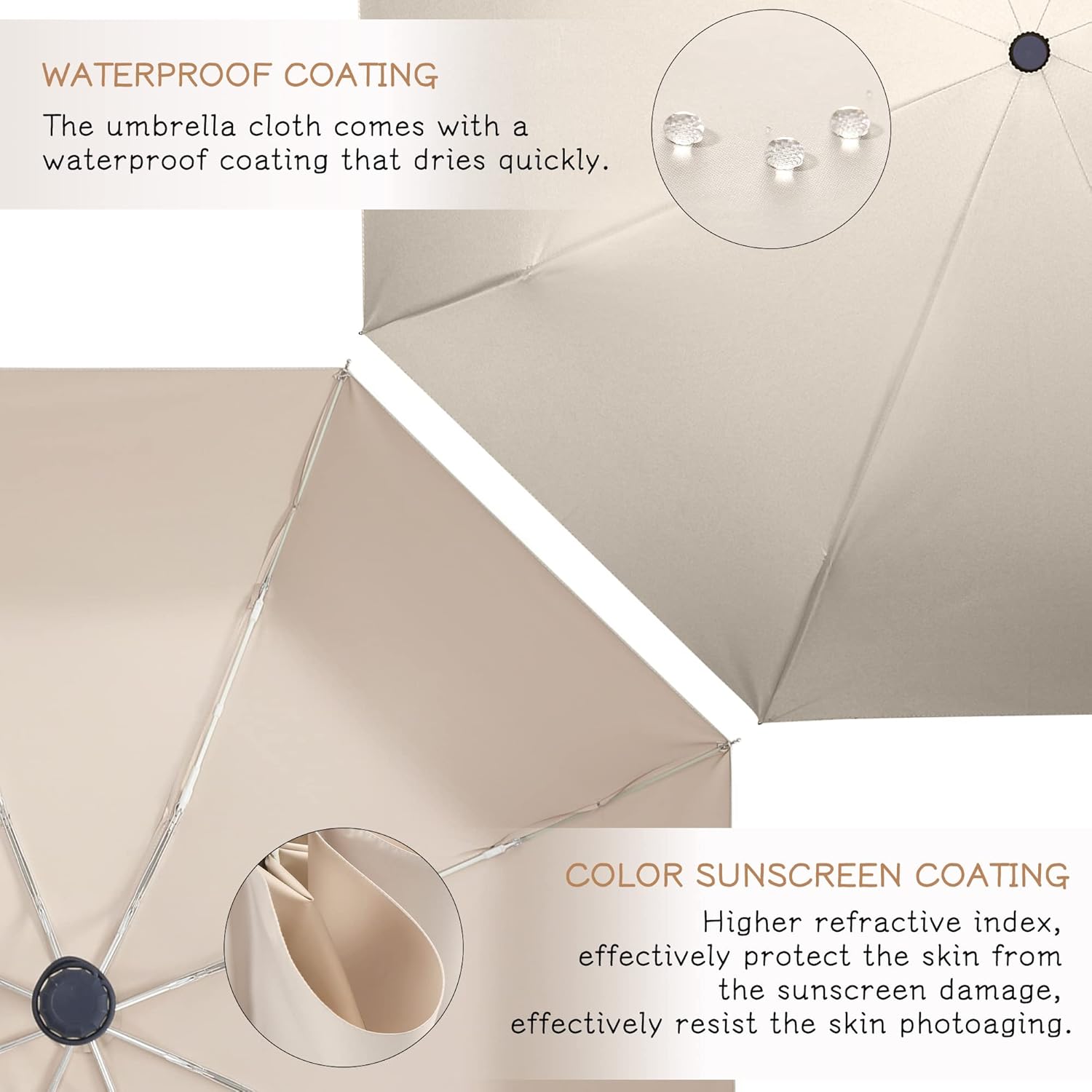 FDJASGY UV Sun Umbrella Compact Folding Travel Umbrella Auto Open Close Compact Folding Rain Umbrellas for Women Men Blocking UV 99.98% - Image 3