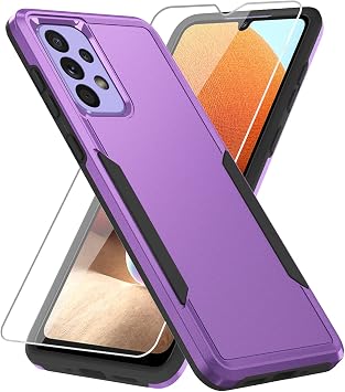 Galaxy A33 5G Case, Samsung A33 5G Case with Screen Protector, Warsia [Military Grade Drop Tested] Heavy-Duty Tough Rugged Shockproof Protective Case for Samsung Galaxy A33 5G Purple
