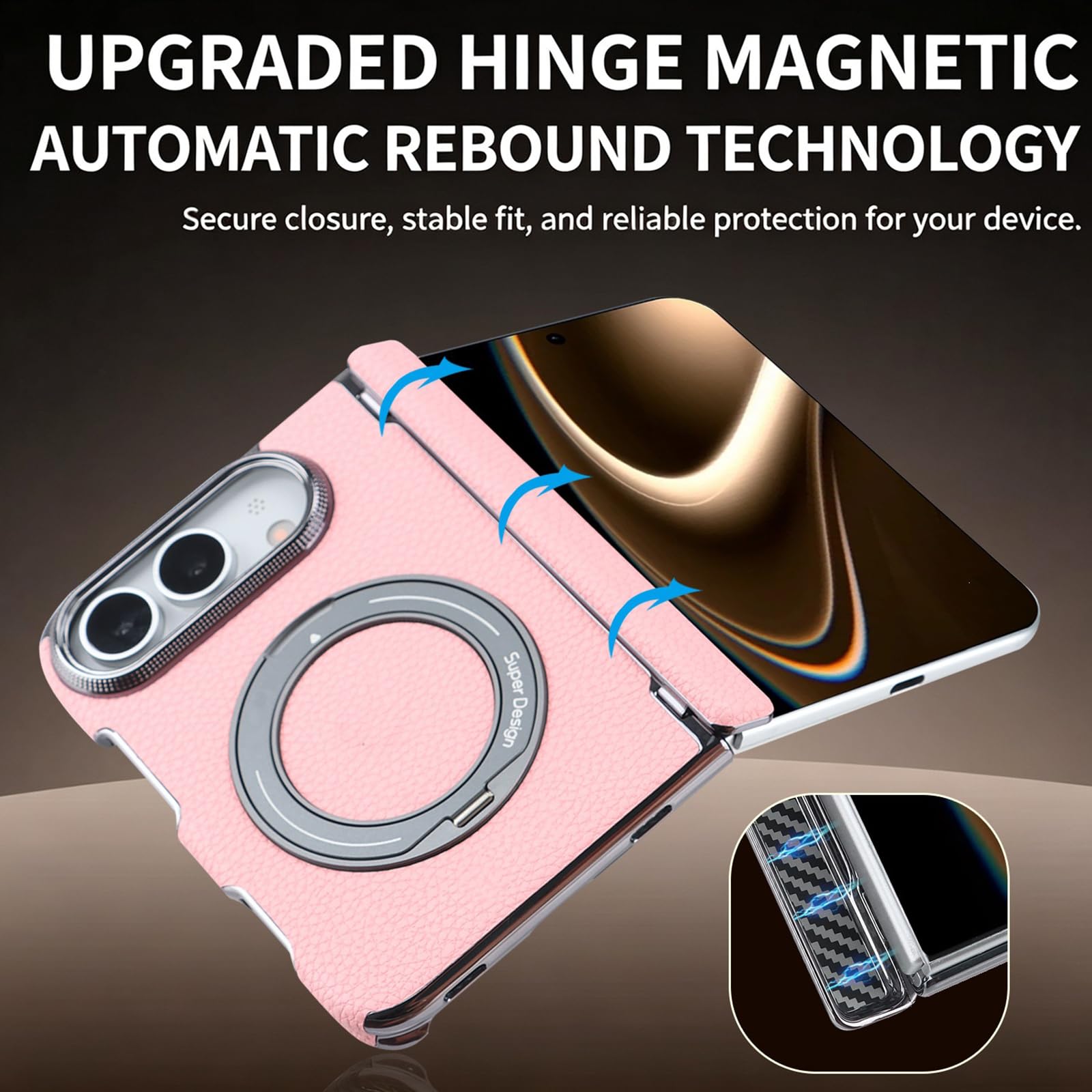 Magnética Funda para iPhone Duo, Delgado Lichi Patrón Cuero Antihuellas