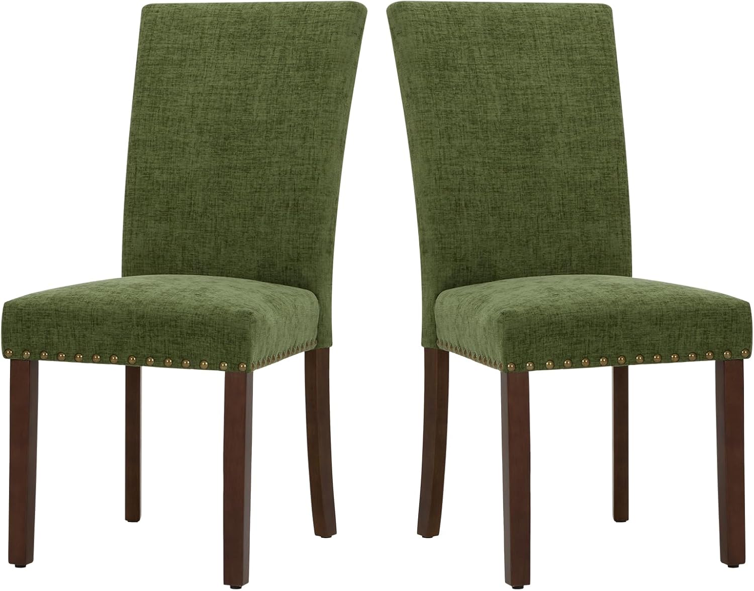 COLAMY Upholstered Parsons Chairs (Set of 2) – Green