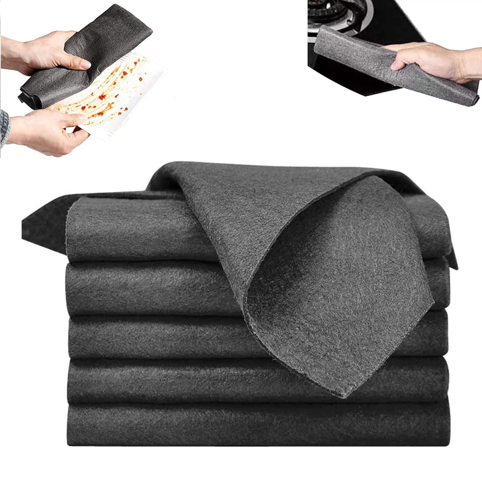 IVYSHION5Pcs Thickened Magic Cleaning Cloths, Reuseable No Trace Absorben Streak Free Magic Fiber Microfiber Cleaning Cloth All-Purpose Microfiber Towels for Glass Car(Black-5Pcs,11.8 * 11.8 Inch)