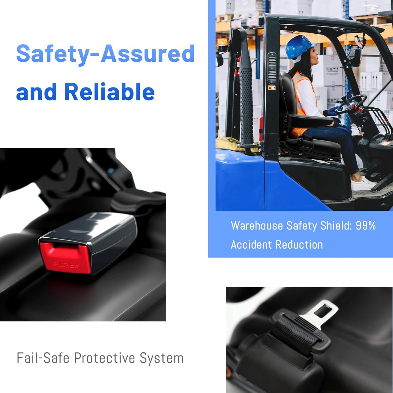 Universal Forklift Seat/Tractor Seat Compatible with Forklifts, Tractors, Zero-Turn Mowers, Skid Steers, Telehandlers, Backhoes, Excavators – Adjustable 120° Backrest,Sliding Rail, Armrest, Black