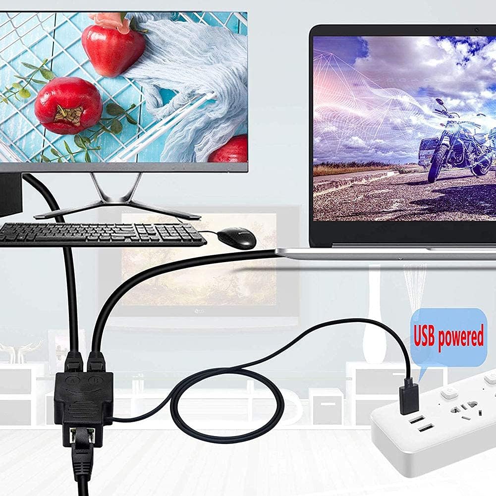 RJ45 Network 1 to 2 Port Ethernet Adapter Splitter, RJ45 1 Male to 2 Female LAN Ethernet Splitter Adapter Cable Suitable Super Cat5, Cat5e, Cat6, Cat7 LAN Ethernet Socket Connector Adapter