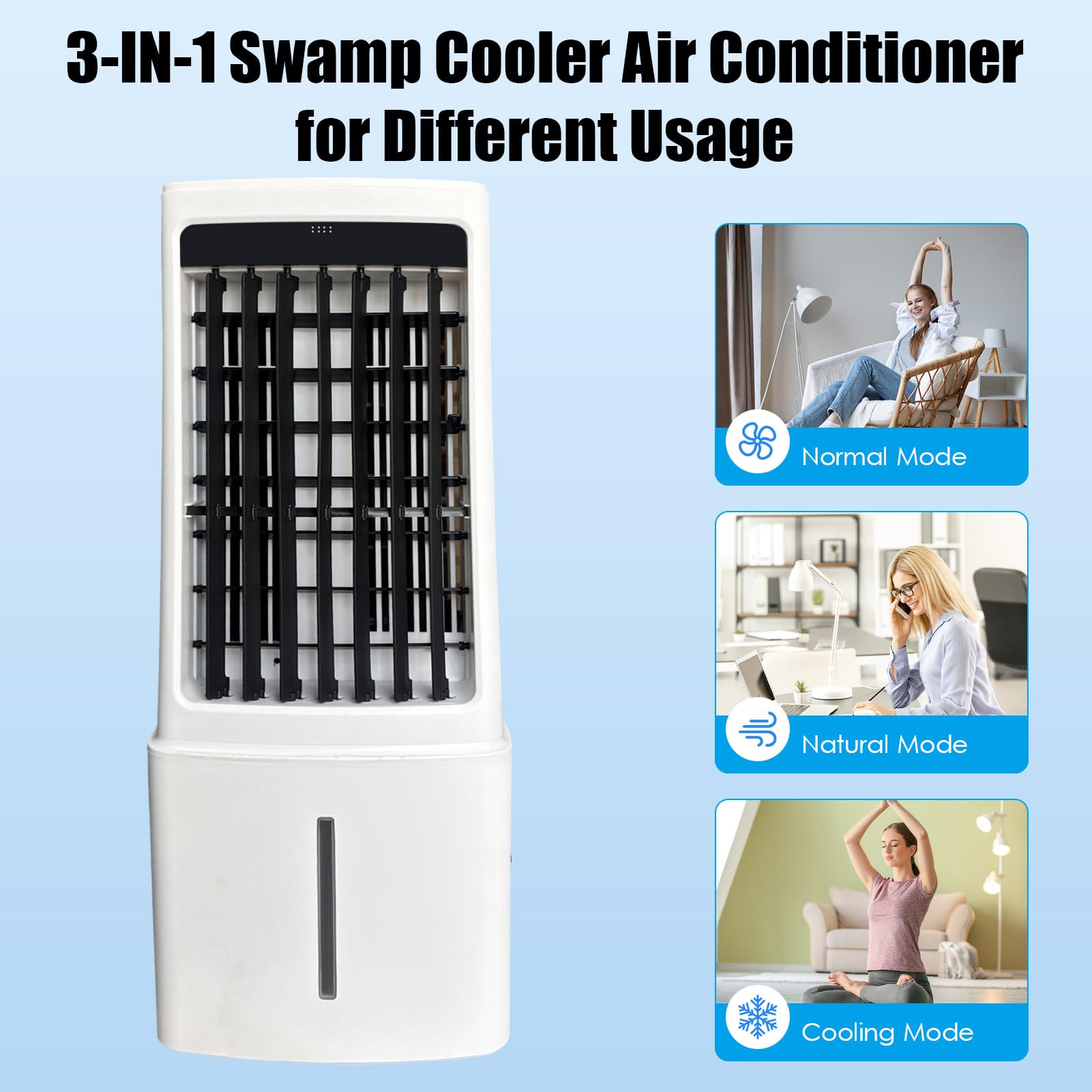 Climatiseur Mobile Sans Évacuation 12L avec Télécommande, Rafraîchisseur d'Air Évaporatif 4-en-1 Silencieux 30dB, Ventilateur Humidificateur, Débit Puissant 1000m³/h