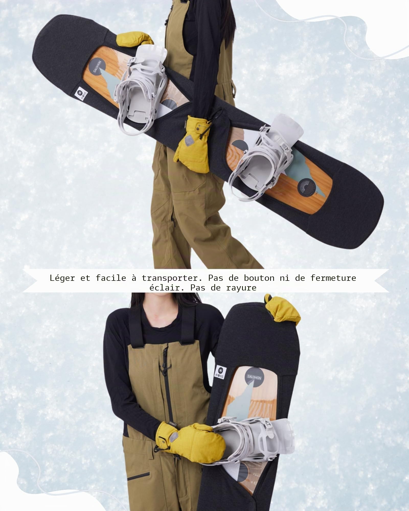 MONS Housse de Protection Souple pour Snowboard avec Attache Ouverte