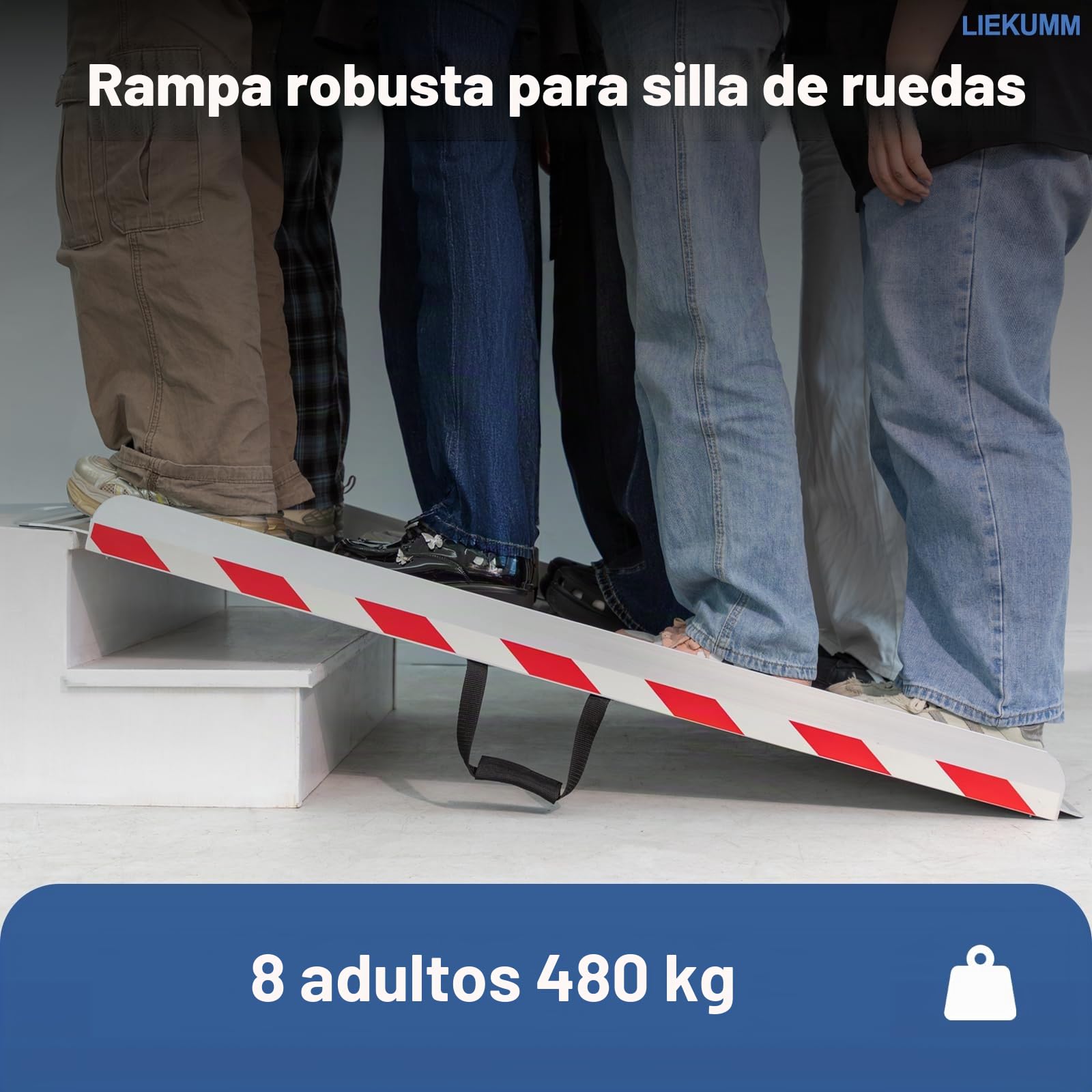 LIEKUMM Rampas para Silla de Ruedas 127 cm, 85 cm Ensanchada, Capacidad de Carga 400 kg Aluminio Rampa para Escaleras, Bordillos, Rampa Minusvalidos para Sillas de Ruedas Eléctricas y Manuales