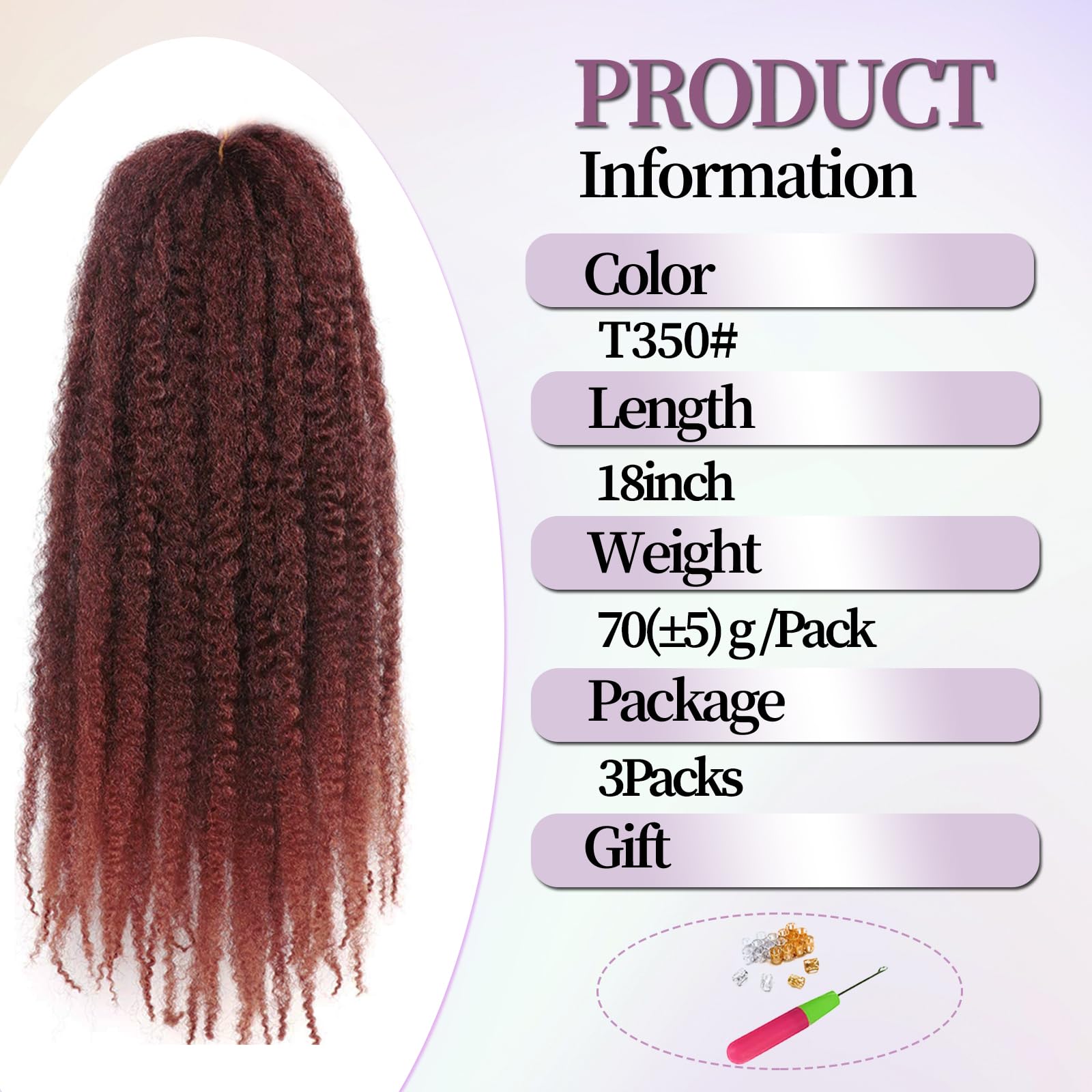 XIMENALU Marley Twist Braiding Hair Afro Kinky Curly Cuban Twist Hair Marley Twists Crochet Braids Synthetic Senegalese Twists Crochet Hair Extensions for Women (T350# - Image 2