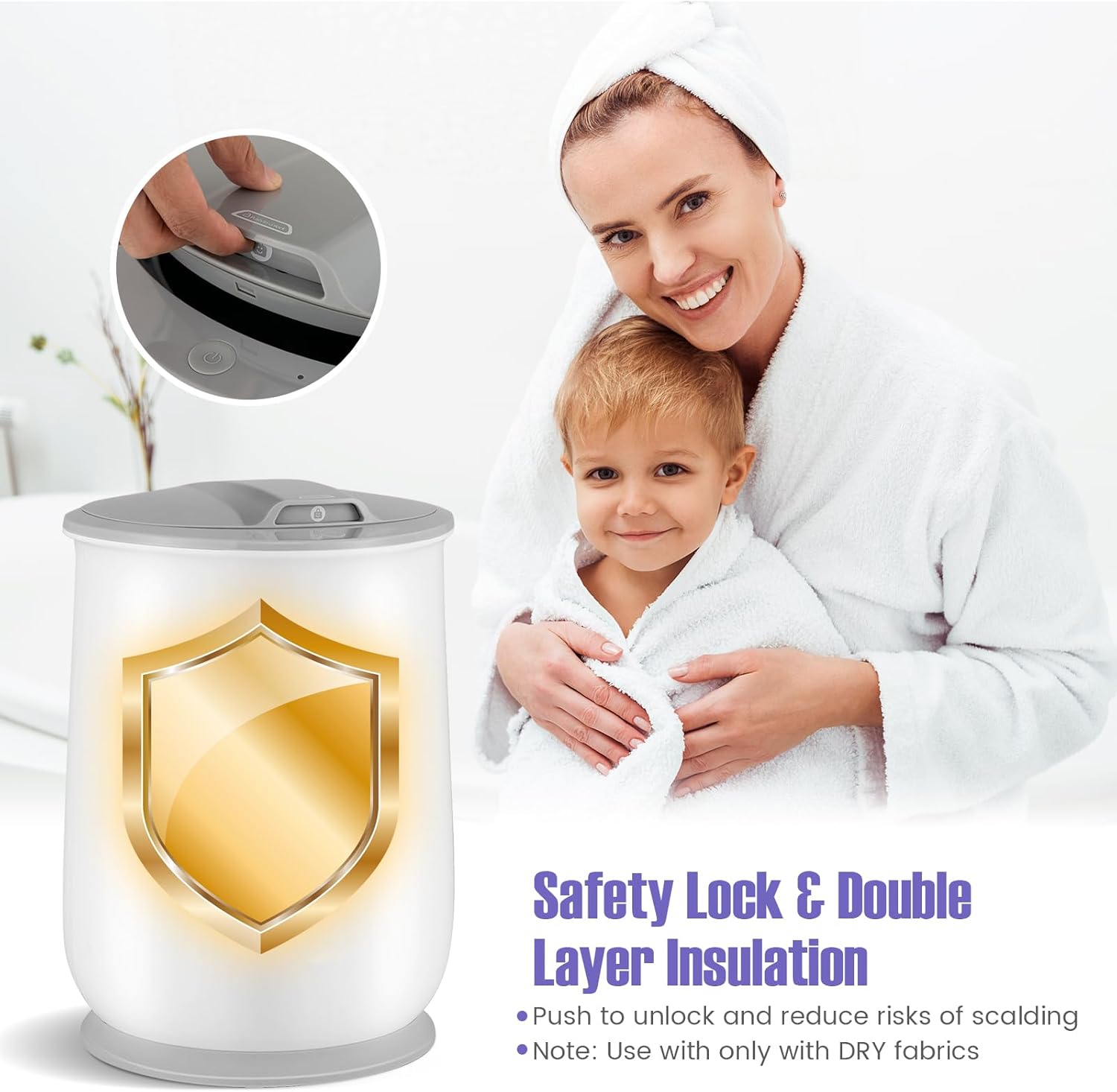 Tangkula Towel Warmer Bucket, 21L Towel Warmer with Flip-Top Lid, 1H Auto Shut Off, Fits up to 2 Oversized 45" x 70" Towels, Hot Towel Heater for Blankets, Bathrobes, with Safety Lock (Gray, 21L)