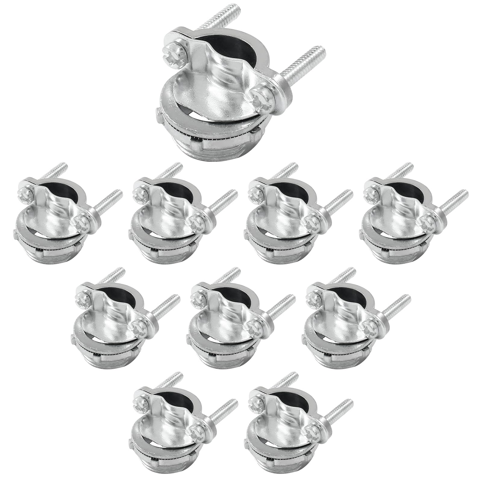 Murtenze 3/4 Inch Clamp Cable Connector, Silver Clamp Type Cable Connectors for Metallic Conduit Electrical Box Protect Cables(10 PCS)