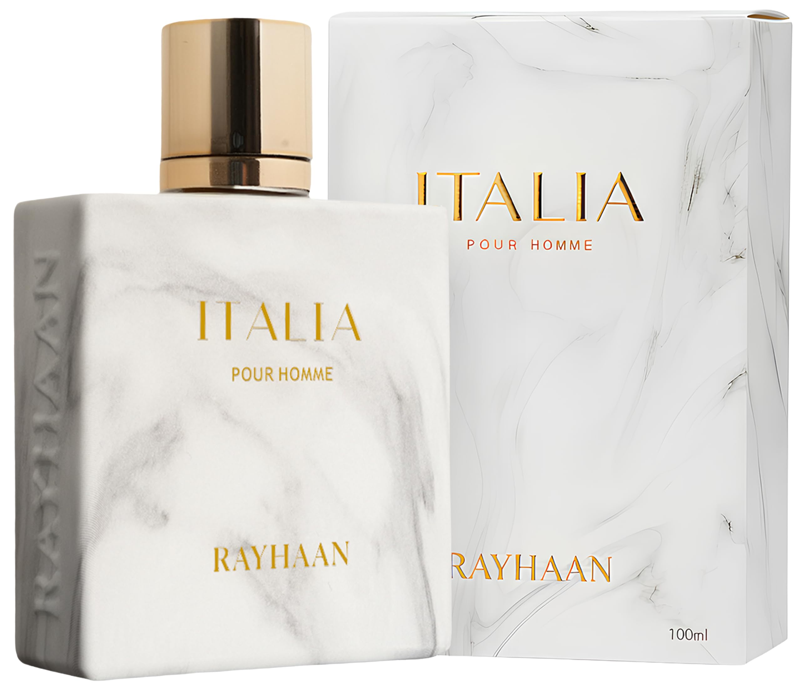 RAYHAAN ITALIA FÜR MÄNNER EDP 100 ML, Luxus Herren-Duft, Marmor-Weißes Design, Premium Parfüm - عطر ريحان إيطاليا للرجال، ماء عطر 100 مل