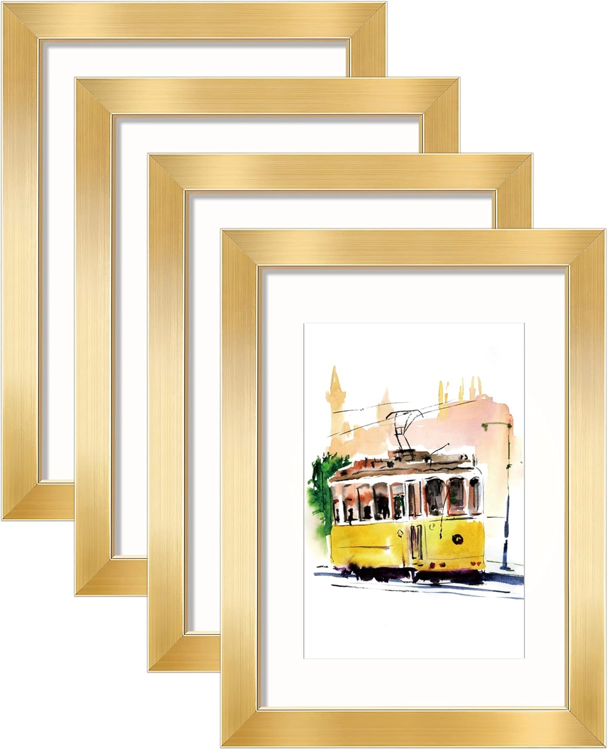 Annecy 5x7 Picture Frames (4 Pack, Gold), Composite Wood Photo Frame