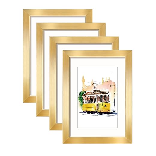 Annecy 5x7 Picture Frames (4 Pack, Gold), Simple Designed Photo Frame, For Pictures 5x7 for Wall or Table Display, Classic Simple Home Office Decor