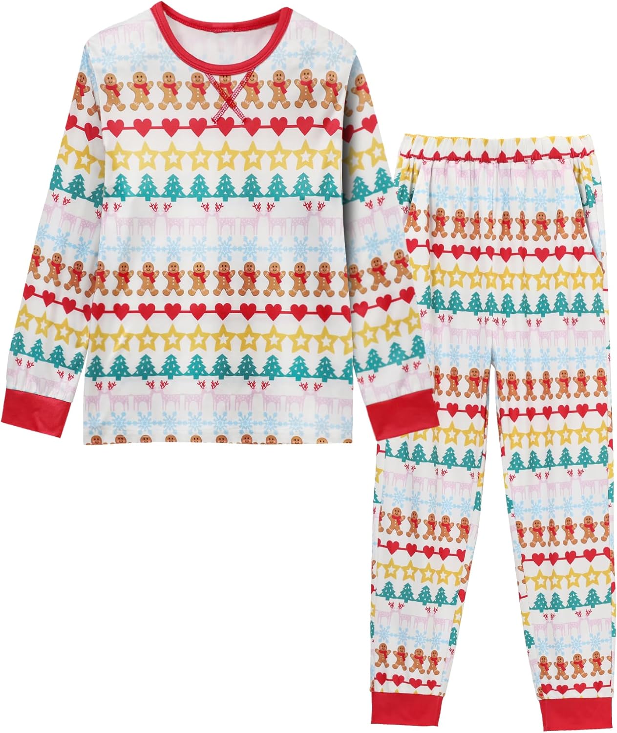 CARETOO Girls Pajamas 2 Piece Long Sleeve Long Pants Pajama Set Kids Cute Pj Soft Holiday Sleepwear Size 7-13