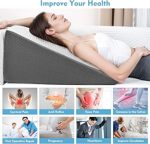 Miniatura 6 de Almohada de cuña para apnea del sueño, almohada de cuña de cama para cabecero, almohada triangular de cabecera para reflujo ácido, después de