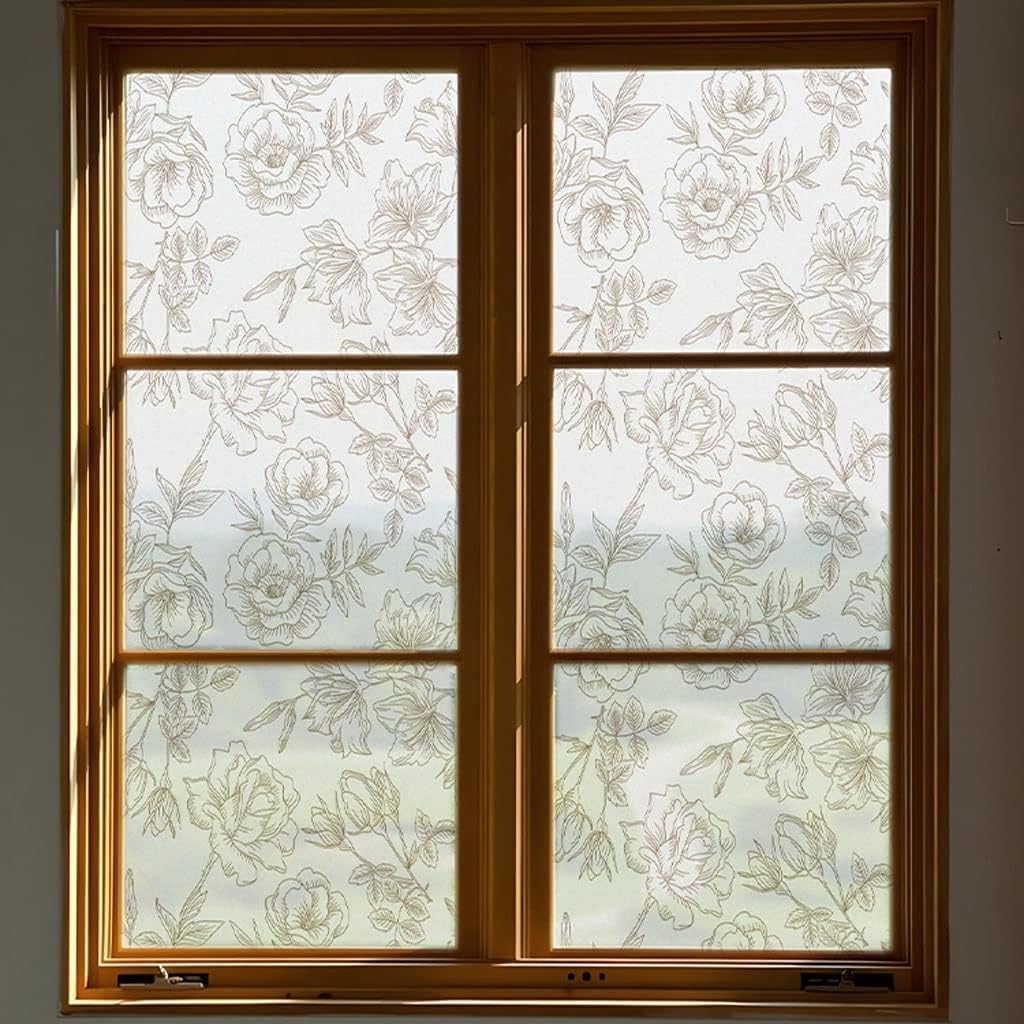 Window Clings Retro Window Glass Stickers Home Decoration Colorful Window Stickers Suitable for Home Living Room Office Sliding Door Privacy Window Film(40 * 200 cm)