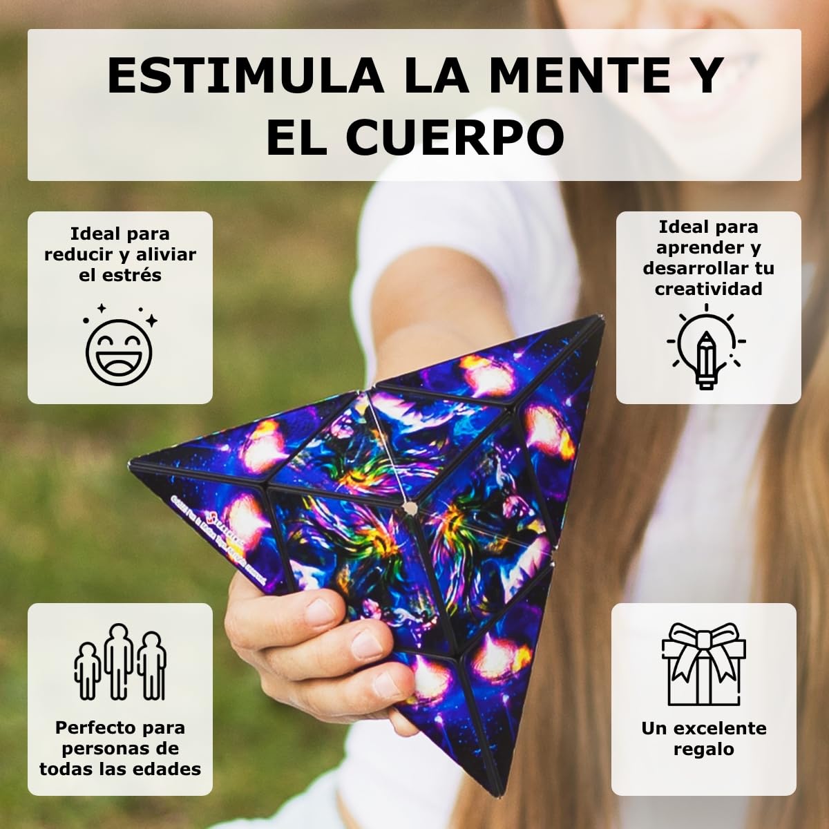 Shashibo Cubo Transformable - Cubo Antiestrés Patentado y Galardonado con 36 Imanes de Tierras Raras - Se Transforma en Más de 100 Formas (Cosmic Surfer)