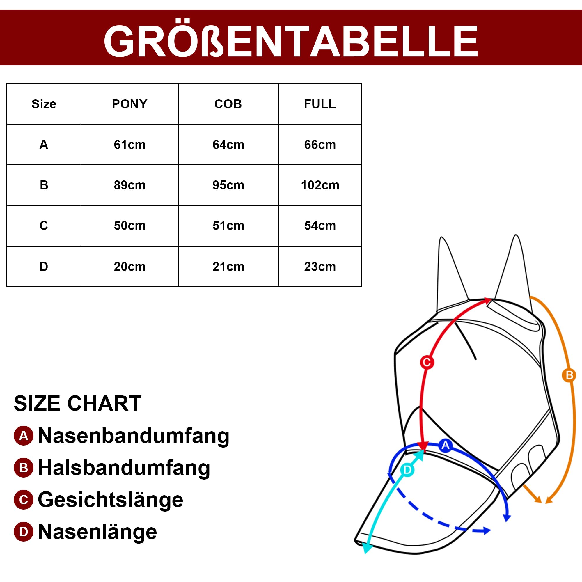Fliegenmaske Pferd mit Nasen- & Ohrenschutz, UV-Schutz, Atmungsaktives Mesh, Reißfest, Weich Gepolstert, Verstellbar mit Klettverschluss Hellgrün Pony