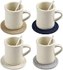 BYCNZB 11oz Ceramic Coffee Mug set Stoneware Coffee Cups Set for Restaurant, Diner, Farmhouse, Coffee Shop, Home set of 6 (Cream)