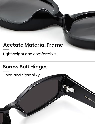 Miniatura 3 de Veda Tinda Vision Gafas de sol rectangulares polarizadas retro de moda para mujer, gafas de sol de cara pequeña, 90s Y2k UV400 protección C62