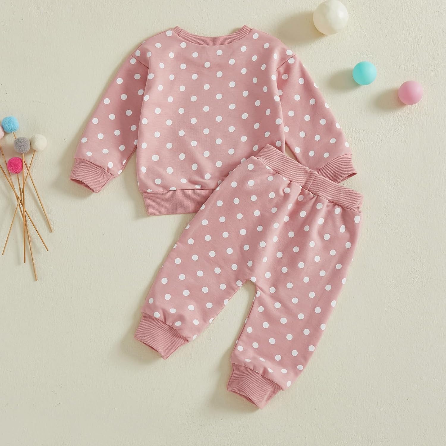 Mubineo Toddler Baby Girl Clothes Cute Polka Dot Sweatshirt Sweatpant Outfits Newborn Girls Fall Winter Tops Pant Outfit - Image 5