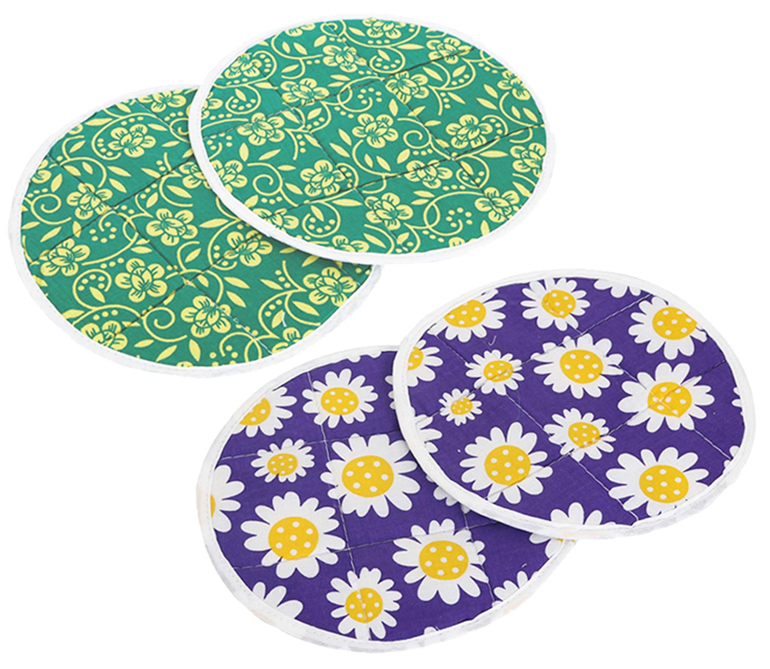 Kuber Industries Cotton 4 Pieces Roti Cover/Chapati Cover/Roti Rumals (Green & Purple) 2 Piece Top & 2 Piece Bottom-CTKTC32568