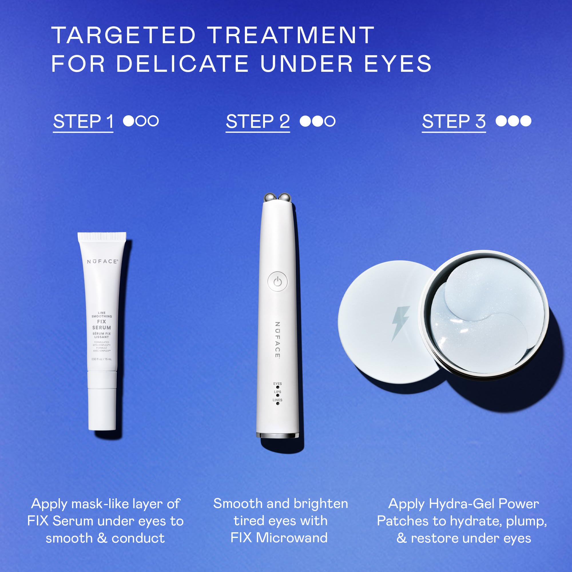 NuFACE IonPlex Hydra-Gel Power - Parches para debajo de los ojos, máscara de gel para ojos hinchados y ojeras, parches refrescantes para arrugas y almohadillas de tratamiento hidratante para energizar