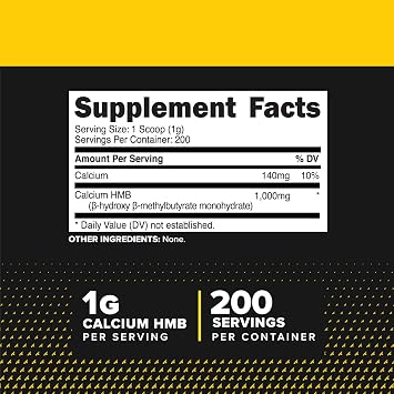 Primaforce HMB Powder (200 Grams) Unflavored, 1g Per Serving | Pure Calcium Beta-Hydroxy Beta-Methylbutrate, 200 Servings