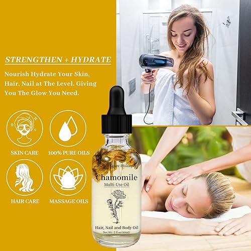 Miniatura 5 de Aceite multiusos de manzanilla para cara, cuerpo y cabello, aceite esencial orgánico fragante vegetal para piel seca, cuero cabelludo y uñas, 2