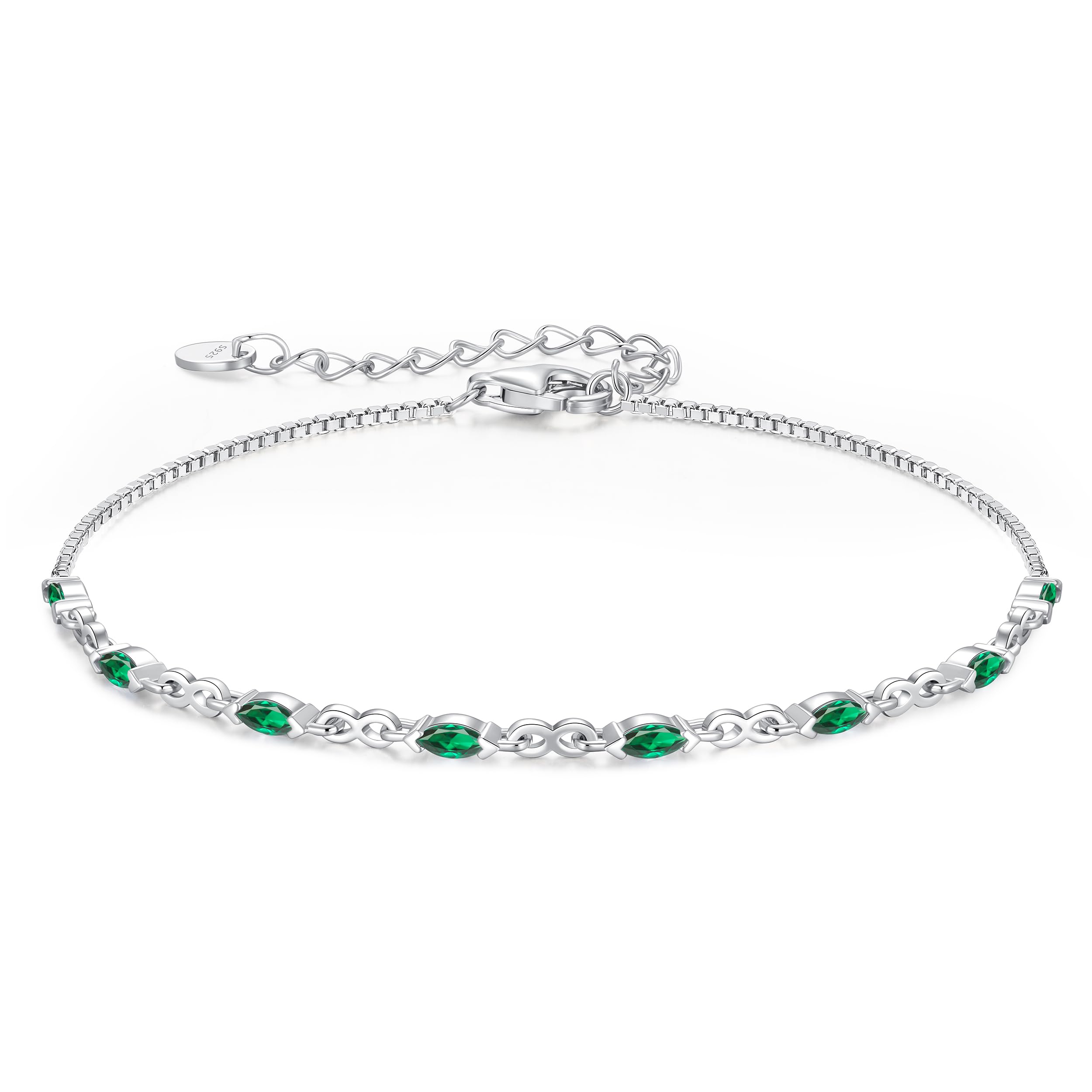 CDE Infinity Armband Silber 925 Damen mit Zirkonia Geburtsst