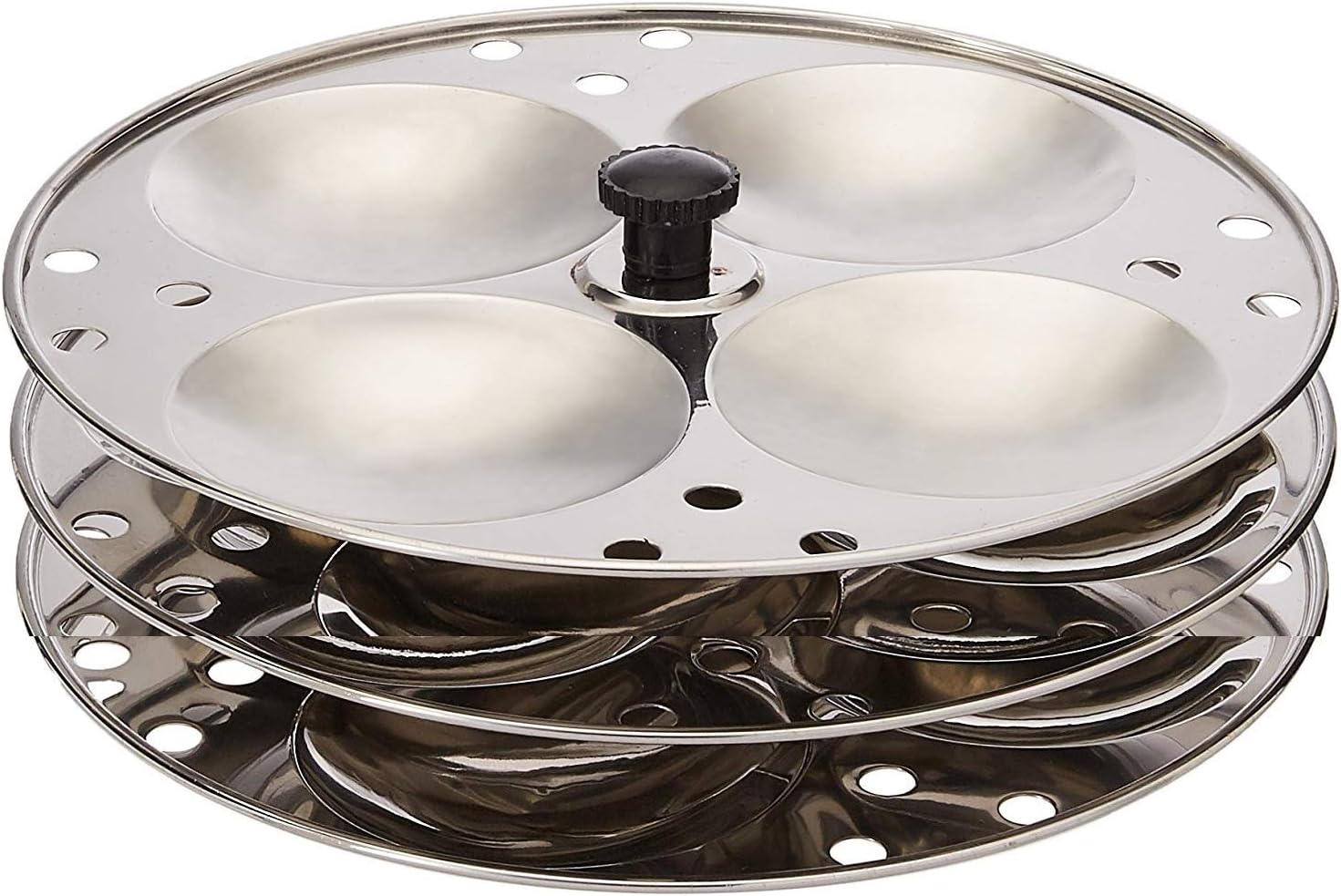 Tabakh Stainless Steel 3-Rack Idli Stand, Makes 12 Idlis