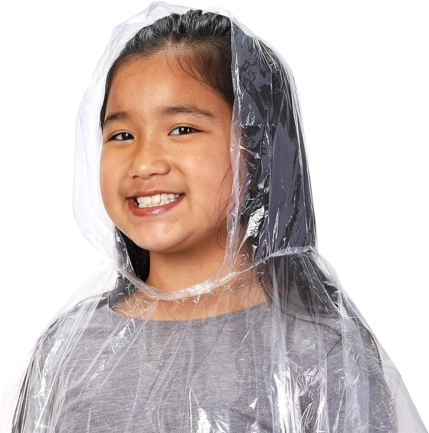 Juvale Kids Poncho - 10-Pack, One Size, Clear - Plastic Disposable Rain Ponchos for Kids with Hood - Bulk Emergency Rain Cover for Children - Image 8
