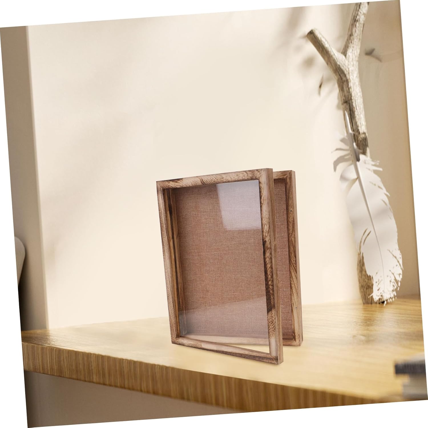 PRETYZOOM Wooden Hollow Photo Frame for Medal and Dried Flower Display Vintage Shadow Box for Photos and Keepsakes Elegant Wood Frame for Decor
