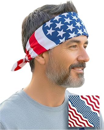 Costume Adventure American Flag Bandana Headband Mens Patriotic USA Flag Bandana USA Apparel Clothing Bandanna America Apparel - One Size