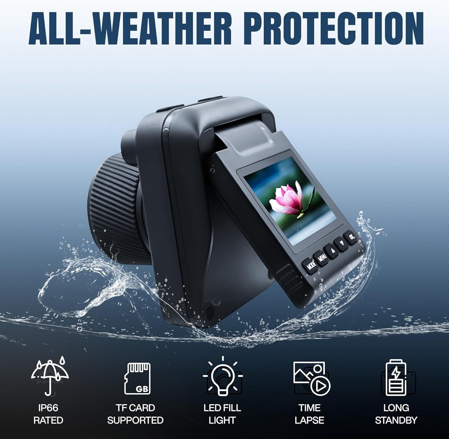 Zeitraffer Kamera, 4K FHD Time Lapse Kamera für Outdoor, IP66 wasserdicht, 180 Tage Aufnahme Time, Timelapse Camera für Baustellen, Pflanzen, Gartenarbeit, Kochen, Sonnenuntergänge (32GB)
