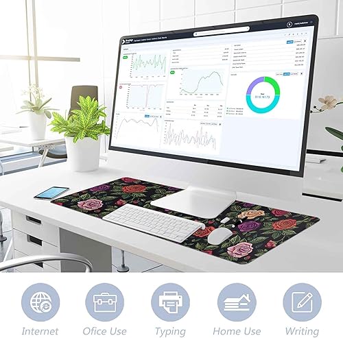 Miniatura 4 de ALAZA Retro Rose Flowers Leaves Large Gaming Mouse Pad Big Mousepad Mice Keyboard Mat with Non-Slip Rubber Base for Computer Laptop Home & Office,
