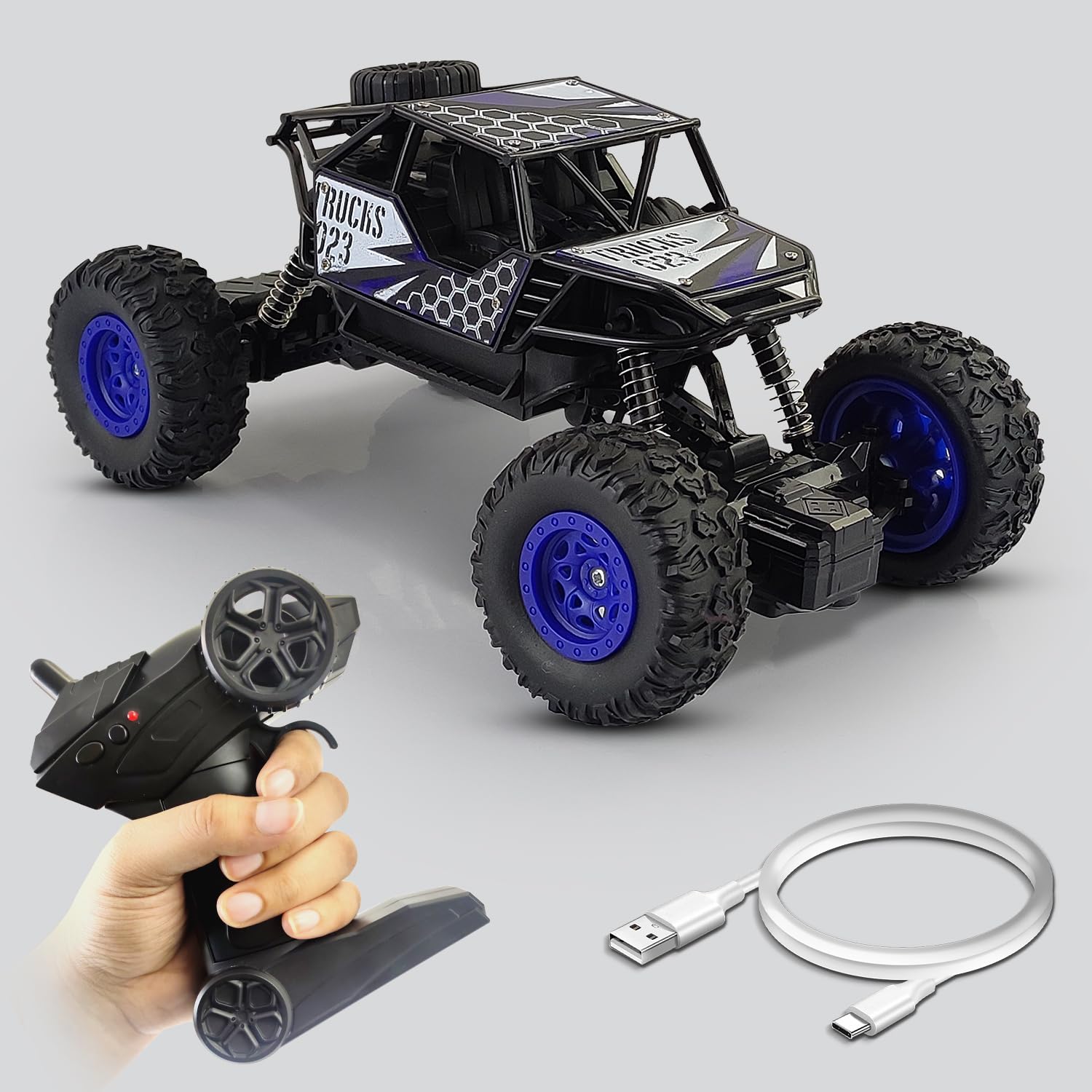 NHR 2.4 Ghz Remote Control Plastic Racing Car, 1:18 Rock Crawler 4 Wheel Drive Remote Control Rock Climber High Speed Monster Car 4+ Years Blue (B0CLJL46M3) Amazon Price History, Amazon Price Tracker