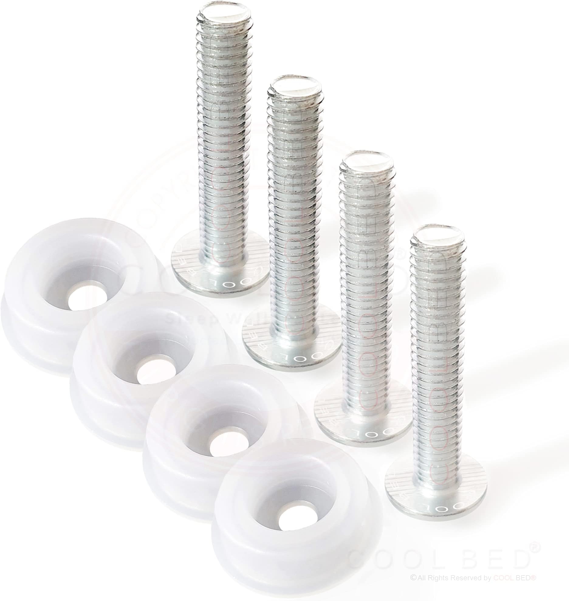 HEADBOARD BOLTS M8 SCREWS PAIR WITH PLASTIC WASHERS FOR DIVAN BED (4 x