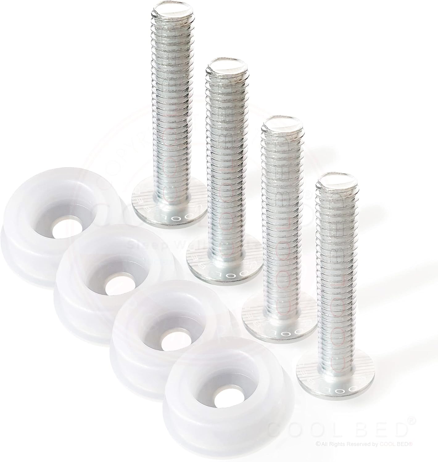 HEADBOARD BOLTS M8 SCREWS PAIR WITH PLASTIC WASHERS FOR DIVAN BED (4 x