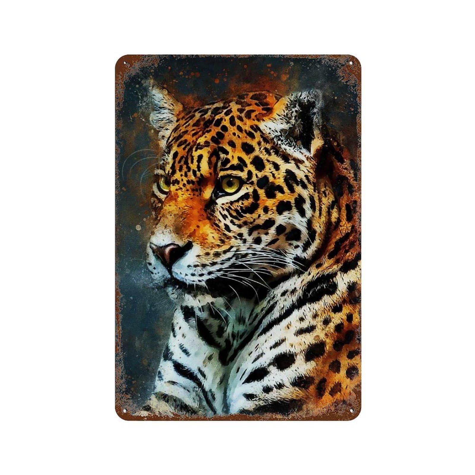 Splatter Tiger Decorative Tin Sign 11.8"x7.9", Vintage Wall Decor for Garage, Pub Or Kitchen