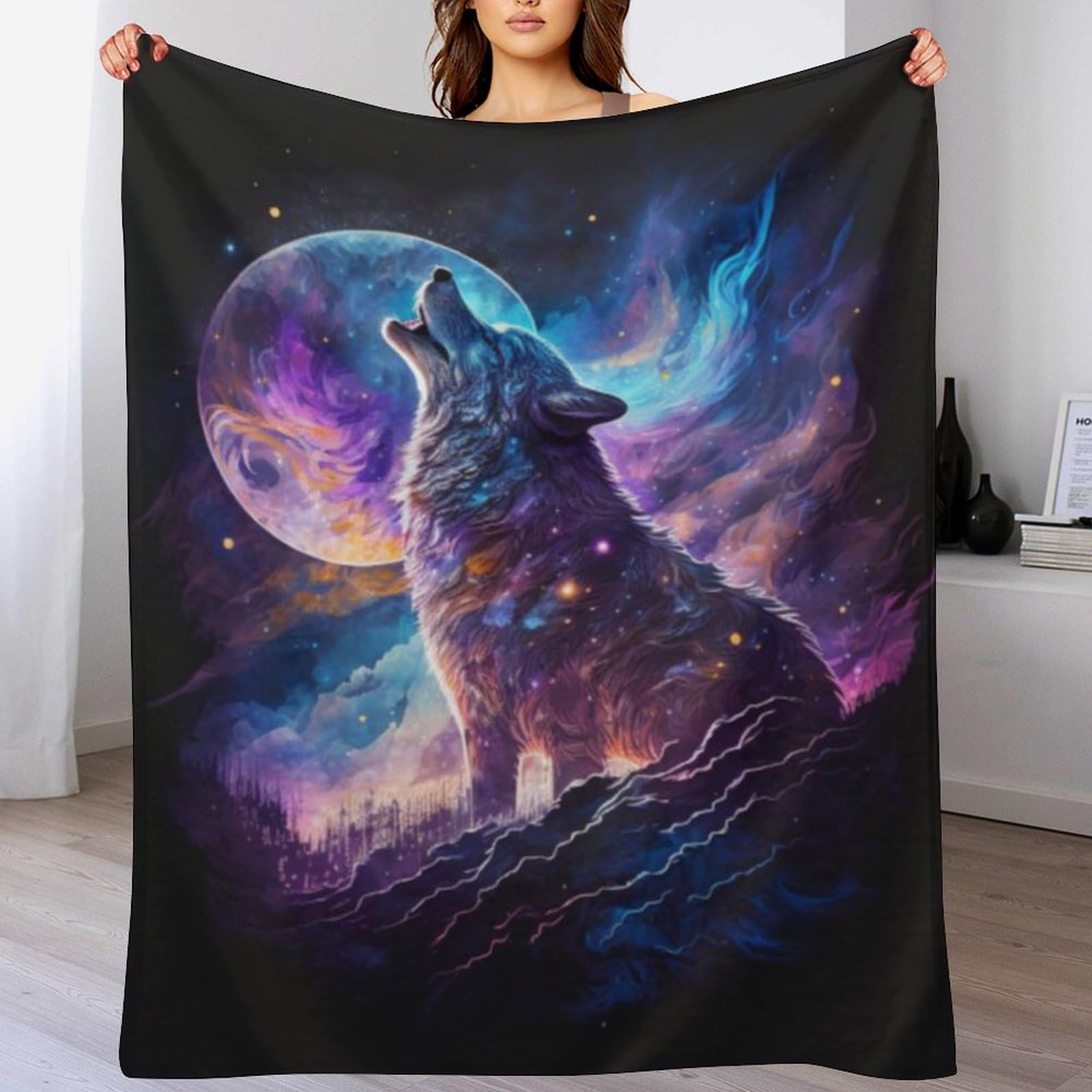 Couverture flanelle loup plaid canapé chaud enfant garçon 140x180
