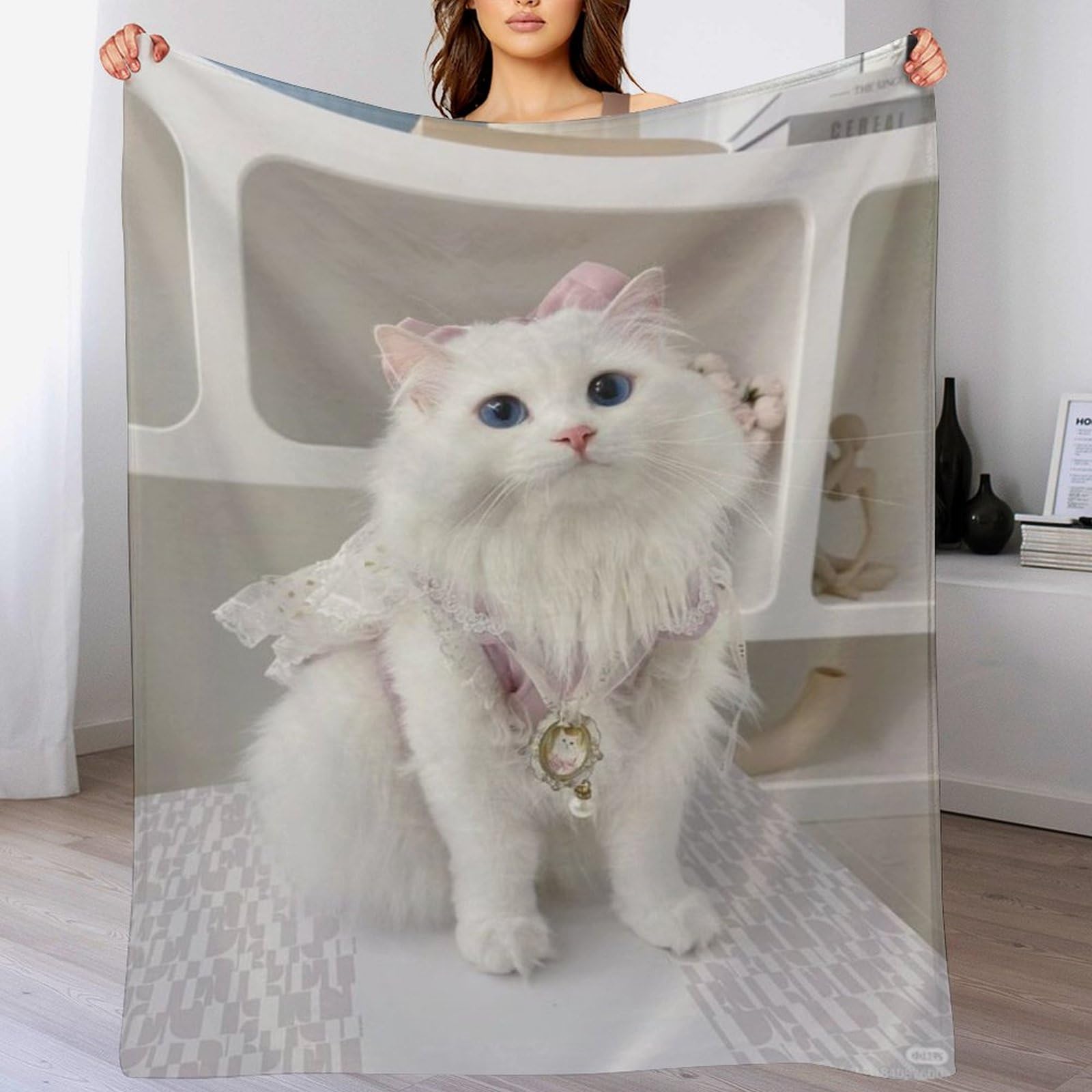 Manta de franela suave de gato 100x130 cm para ropa de cama y sofá