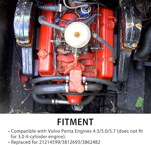 Miniatura 6 de 5,7 Bomba de agua de mar montada con manivela con polea de correa serpentina compatible con motores Volvo Penta 4,3 5,0 5,7 reemplaza 21214599