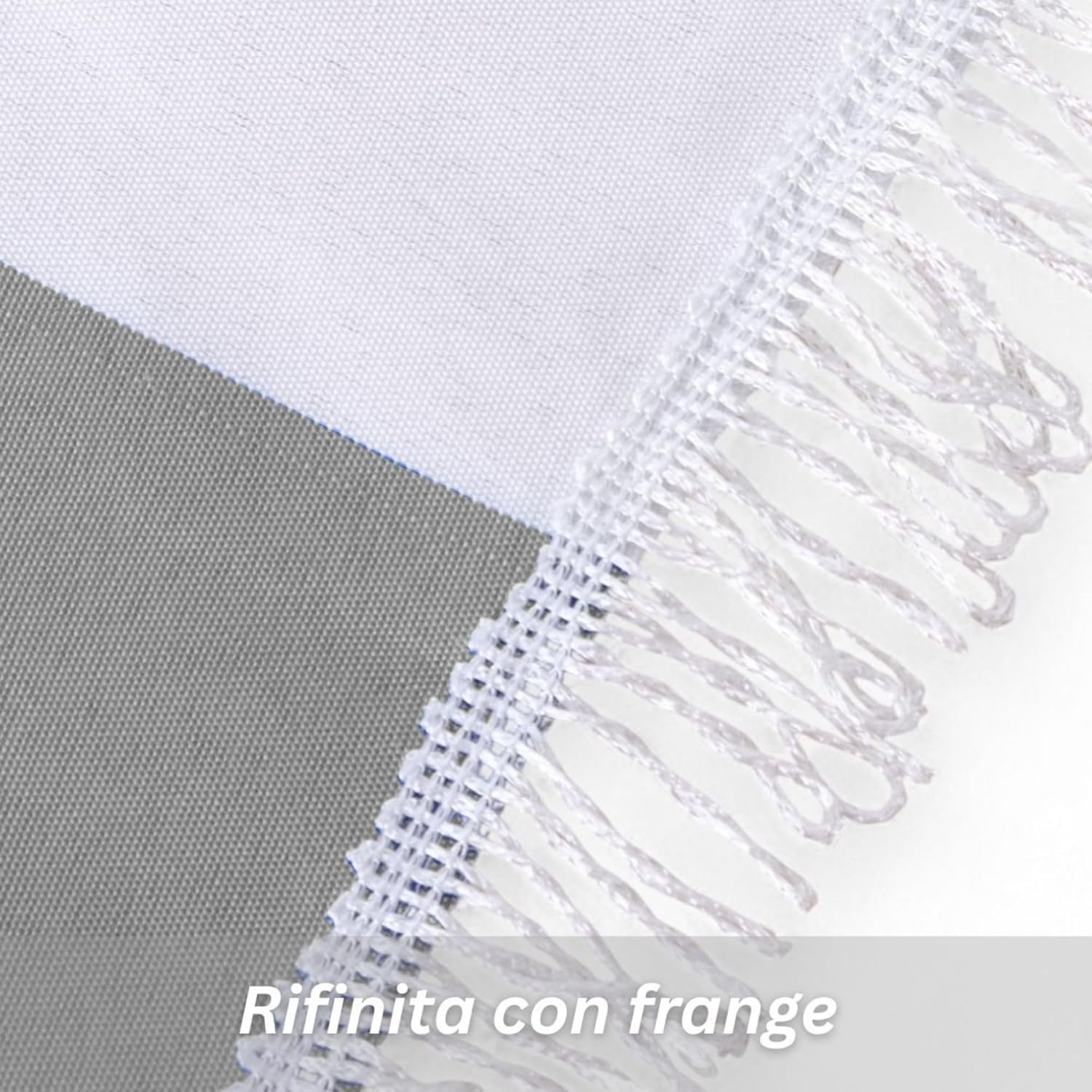 Tenda Da Sole per Esterno con Anelli e Ganci,Tende da Sole per Balconi Terrazzo con Frange, Resistente e Lavabile, Righe (Grigio, 280x300)