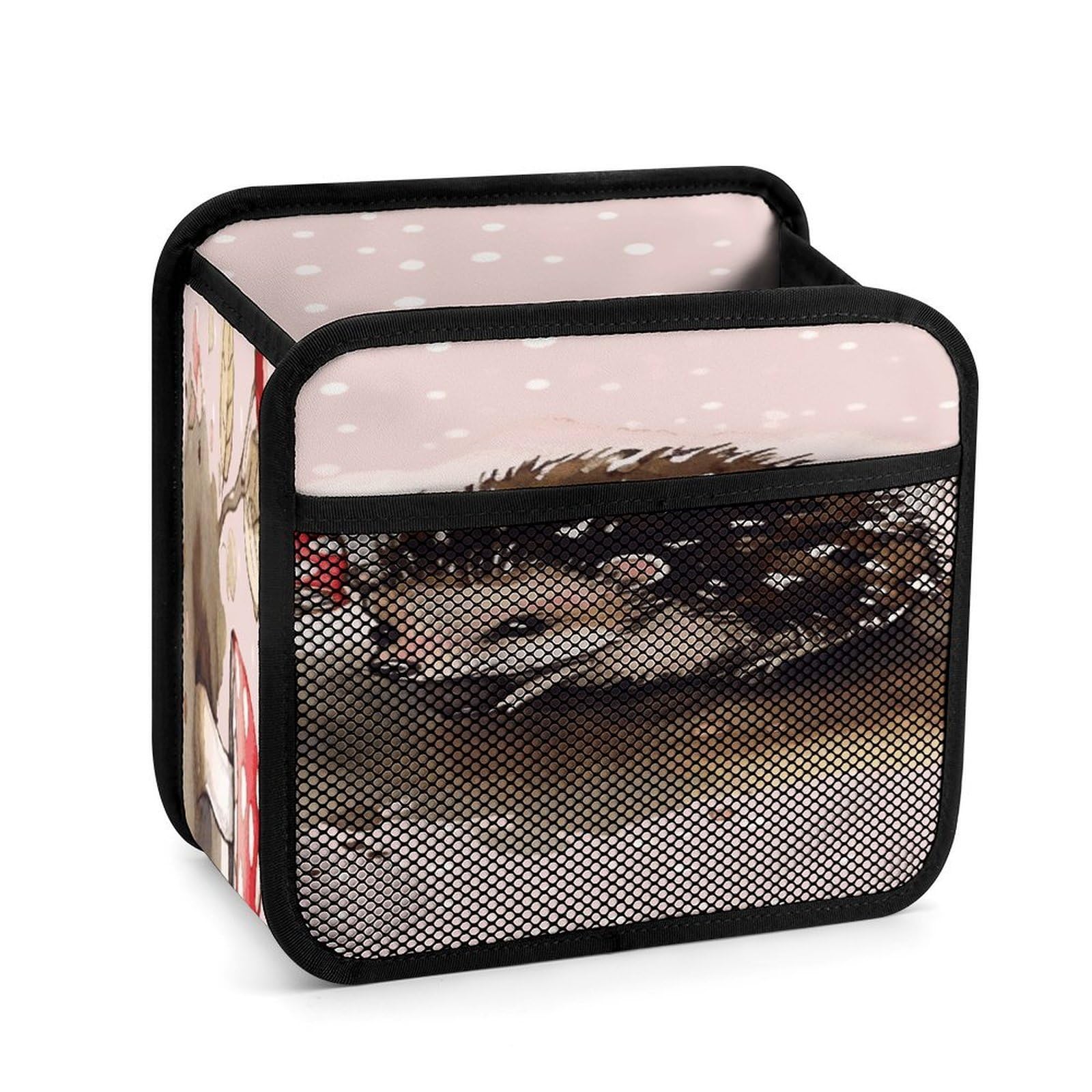 Btcowzrv Style Hedgehog Watercolor Painting Car Seat Back Organizer, Pu Leather Hanging Backseat Car Organizer With Elastic Mesh Pocket, Storage Bag For Most Vehicles