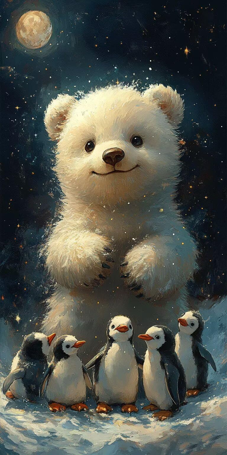 Malowanie według liczb, niedźwiedź polarny, zestaw "zrób to sam", obraz na płótnie dla dorosłych, 70 x 140 cm | Paint by Numbers for Adults, obrazy na płótnie pingwiny kolor według numeru, płótno do malowania bez ramy, dekoracja pokoju