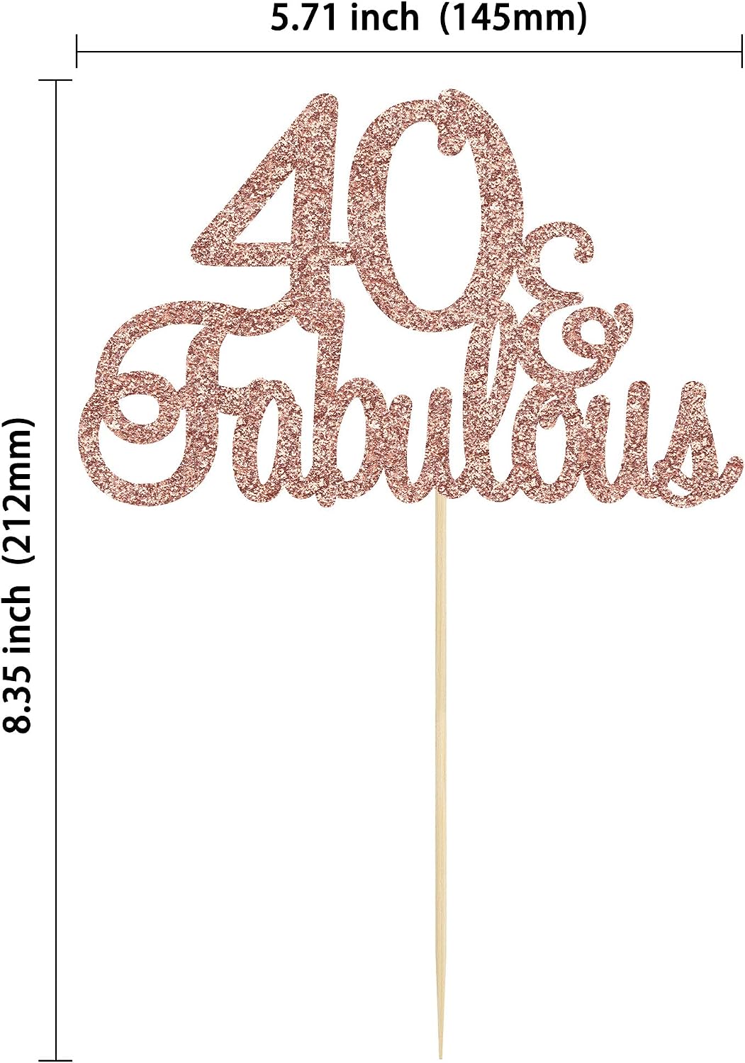Gyufise 3Pcs 40 & Fabulous Cake Toppers Rose Gold 40 and Fabulous Cake Toppers for Happy 40th Birthday Cheers to 40 Party Decorations 40 Anniversary Birthday Cake Decorations Supplies - Image 3