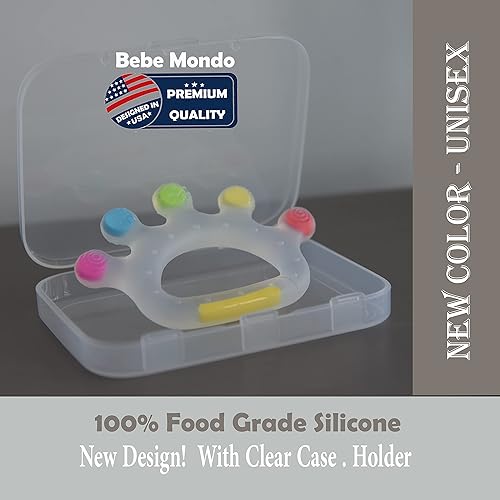 Miniatura 4 de Juguetes de dentición para bebés, mordedores para bebés de 0 a 6 meses, 6 a 12 meses (1 turquesa, 1 cangrejo)